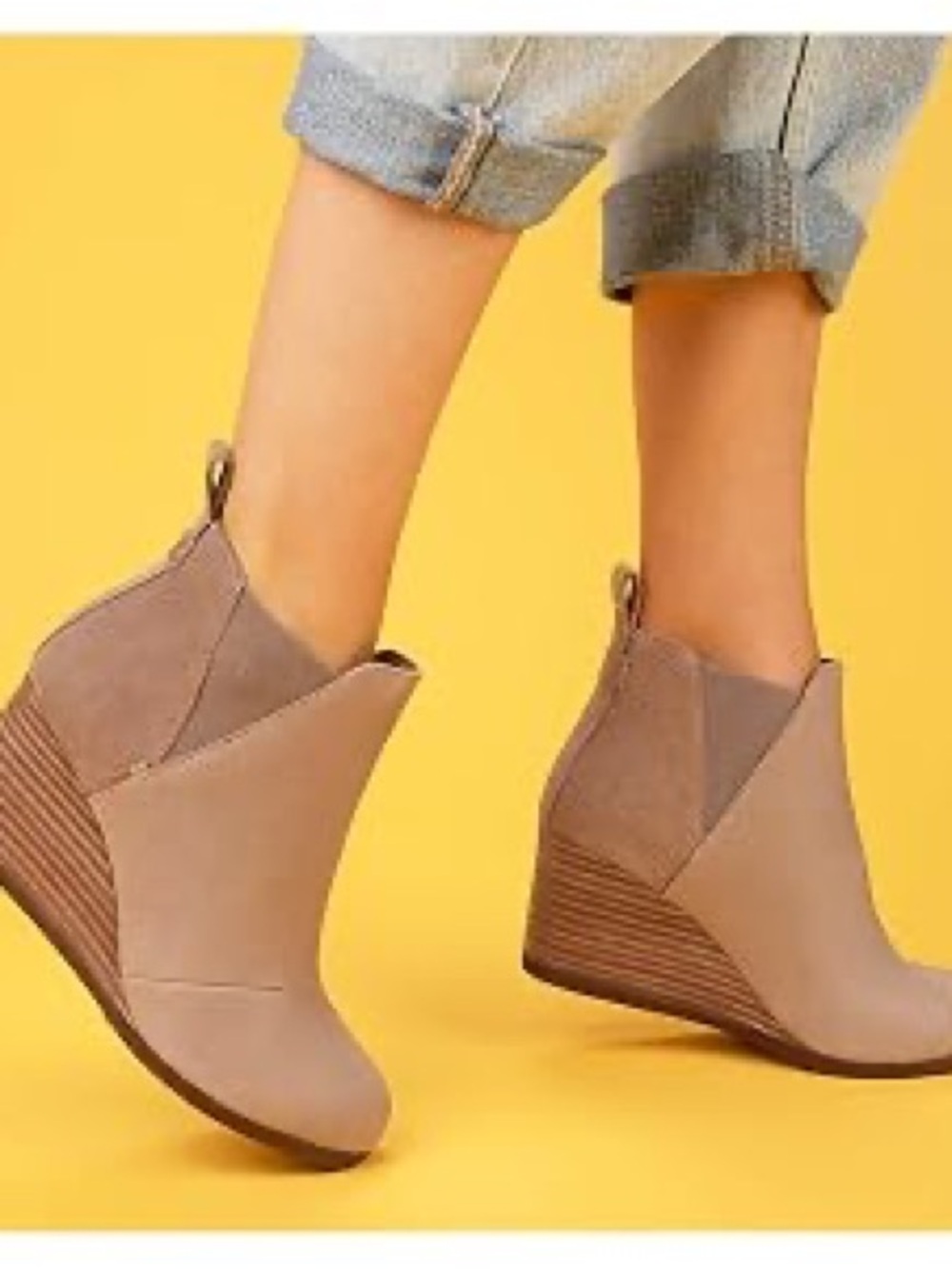 TOMS Women's Kelsey Booties Women's Shoes In Taupe Grey Leather Suede Size 8 NWT